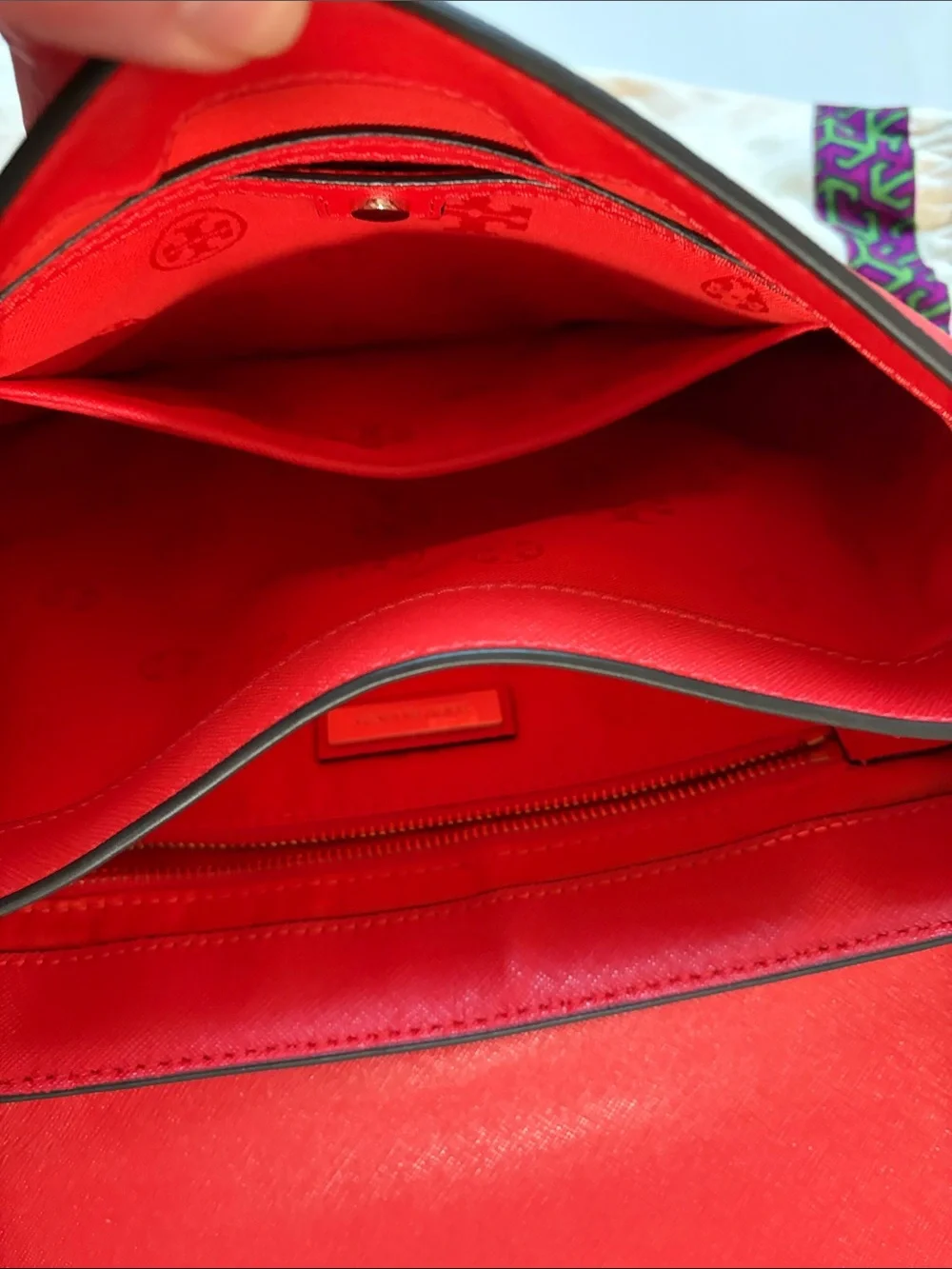 Tory Burch Red Saffiano Leather Crossbody with Gold Hardware